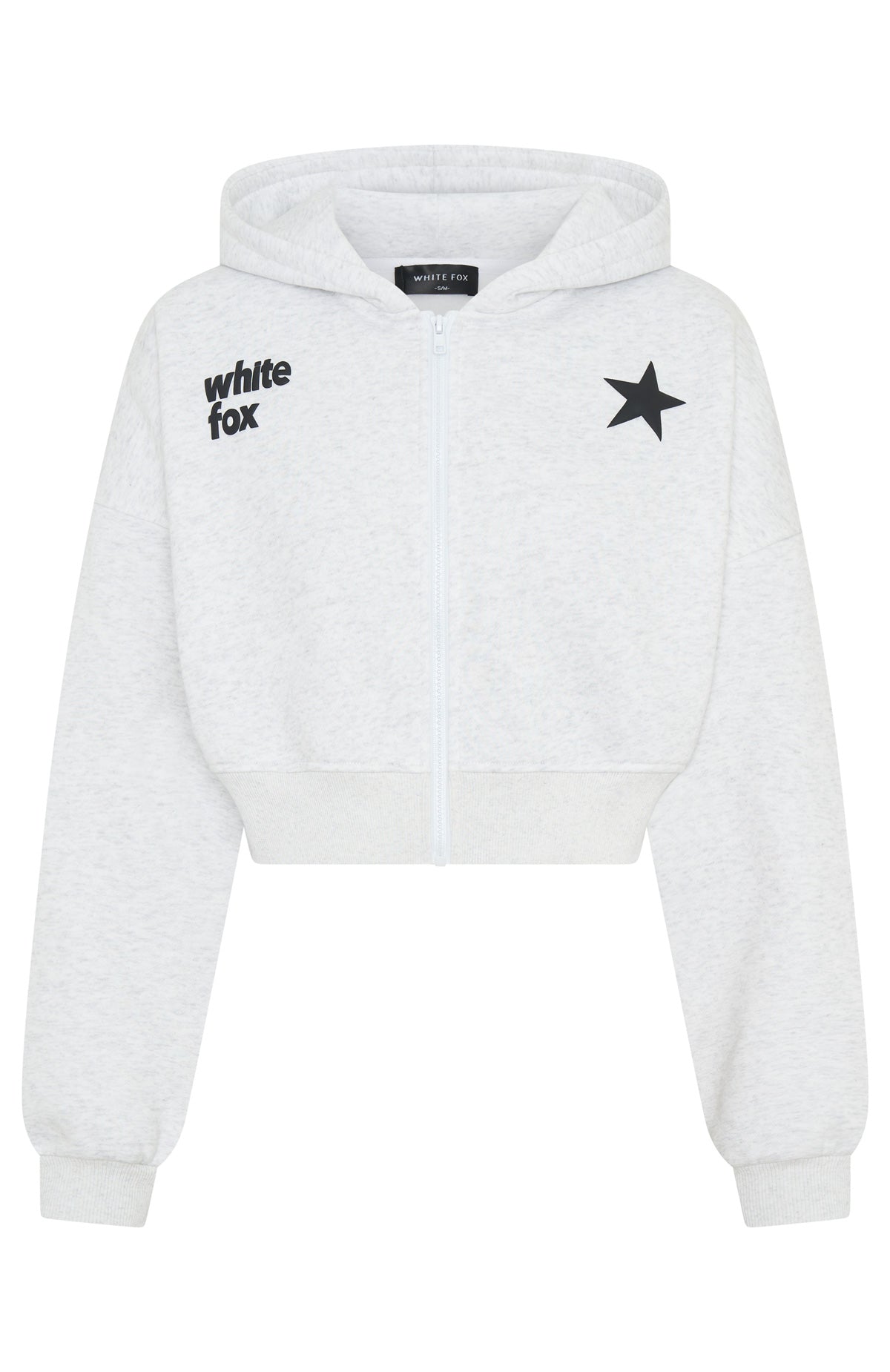 From The Archives Charli Cropped Zip Front Hoodie Grey MarleL/XL