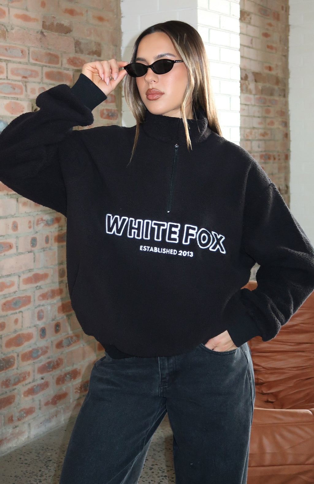 Hard To Stay Focused Teddy Borg Zip Front Sweater BlackXS/S