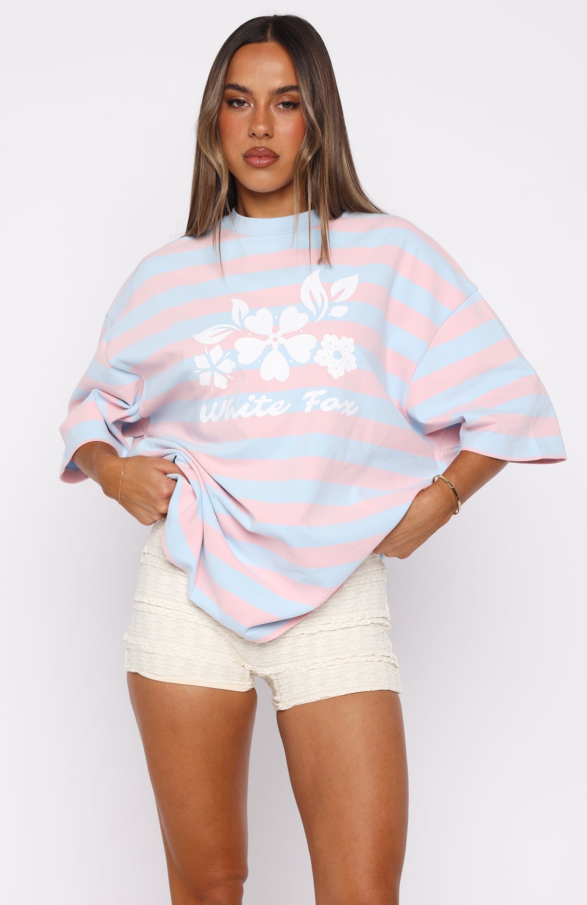 In The Valley Oversized Tee Blue\/Pink StripeXS/S