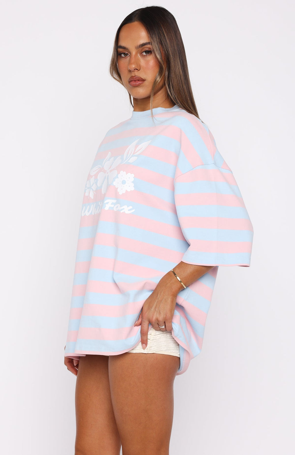 In The Valley Oversized Tee Blue\/Pink StripeS/M