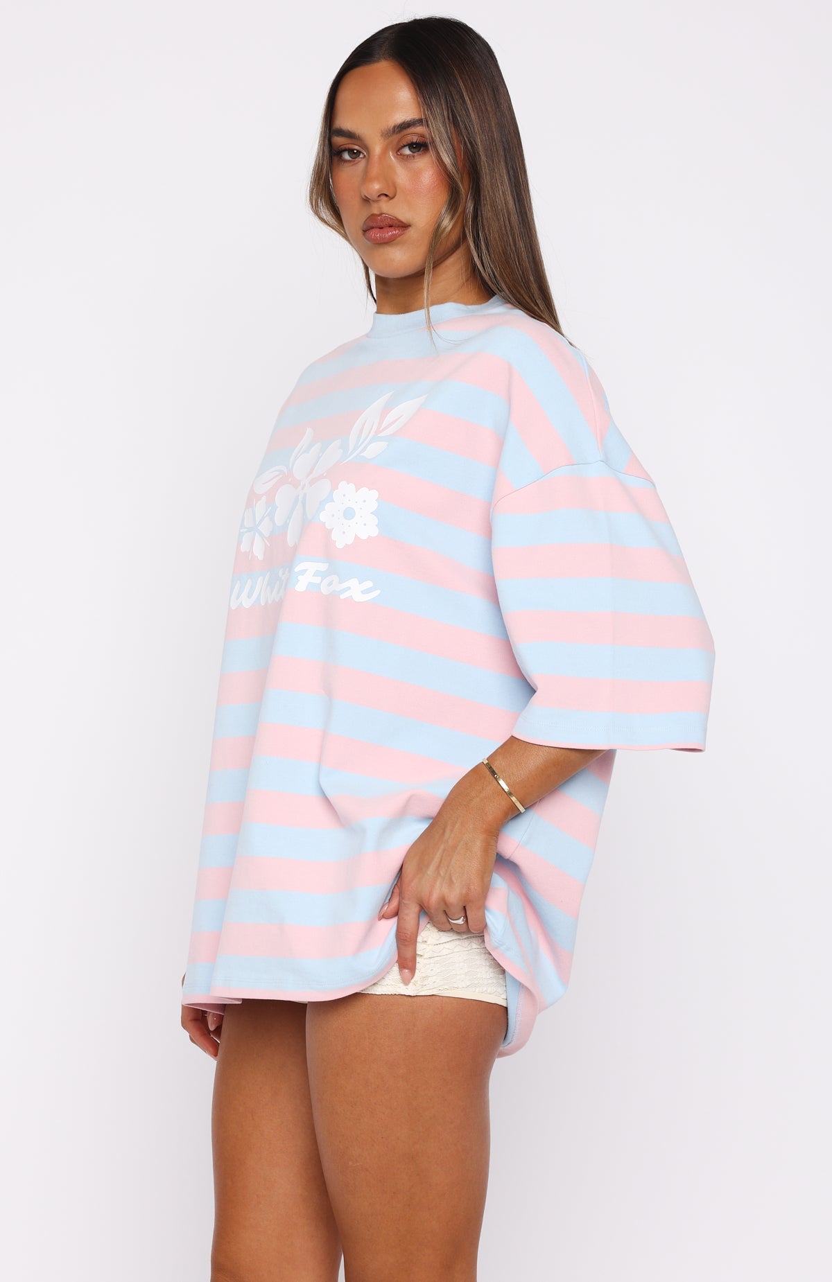 In The Valley Oversized Tee Blue\/Pink StripeS/M