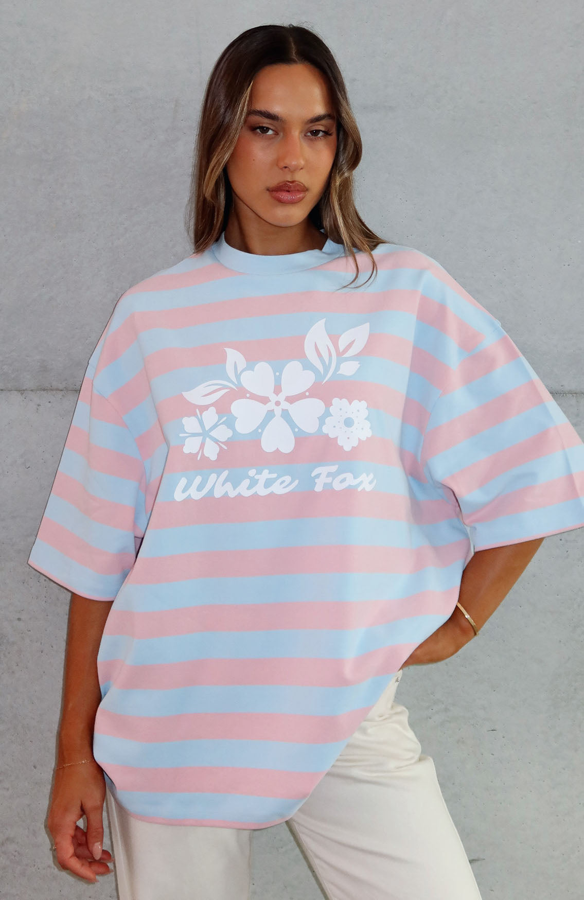 In The Valley Oversized Tee Blue\/Pink StripeXXS/XS