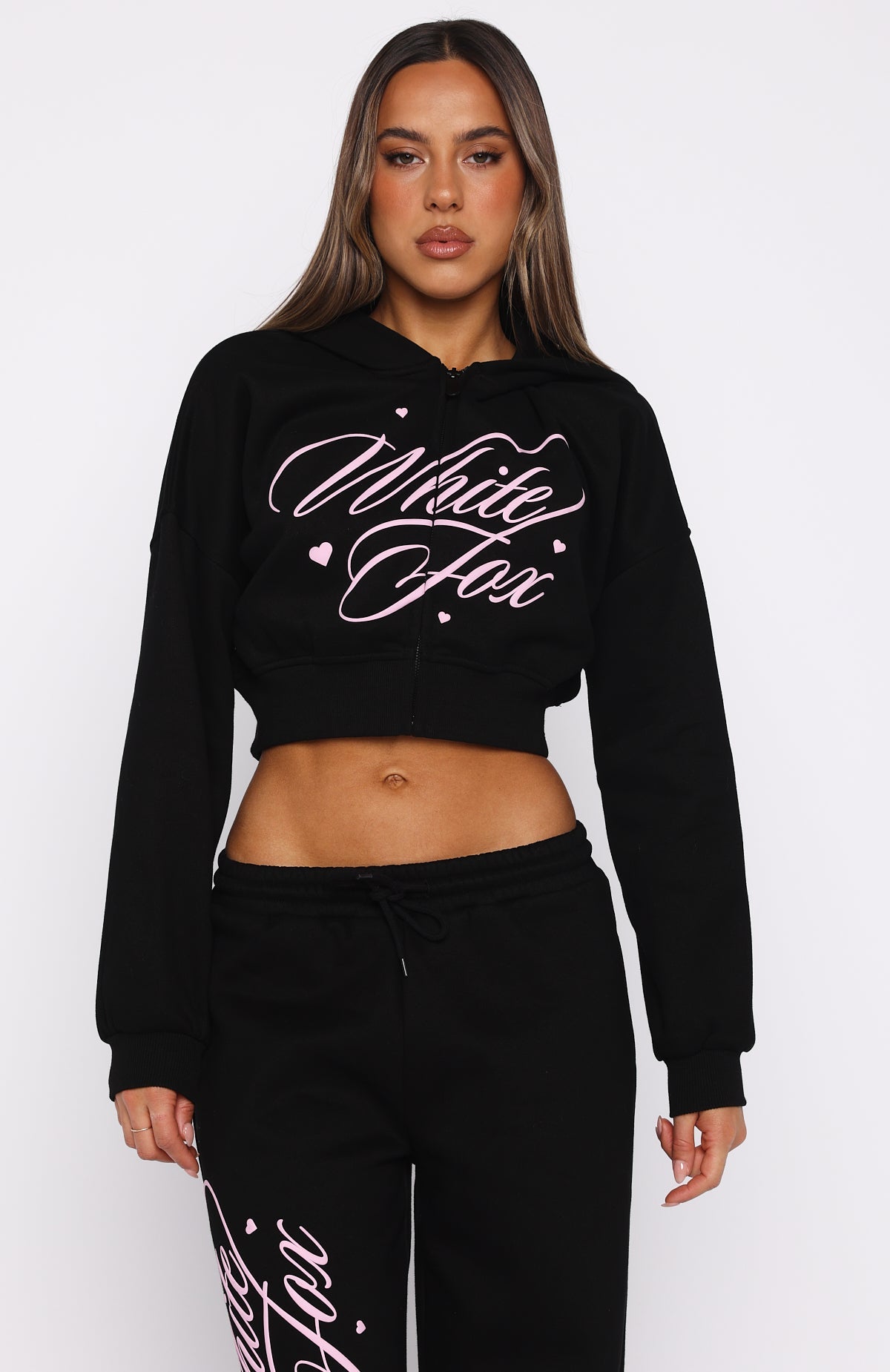 Love You Regardless Cropped Zip Front Hoodie BlackXXS/XS