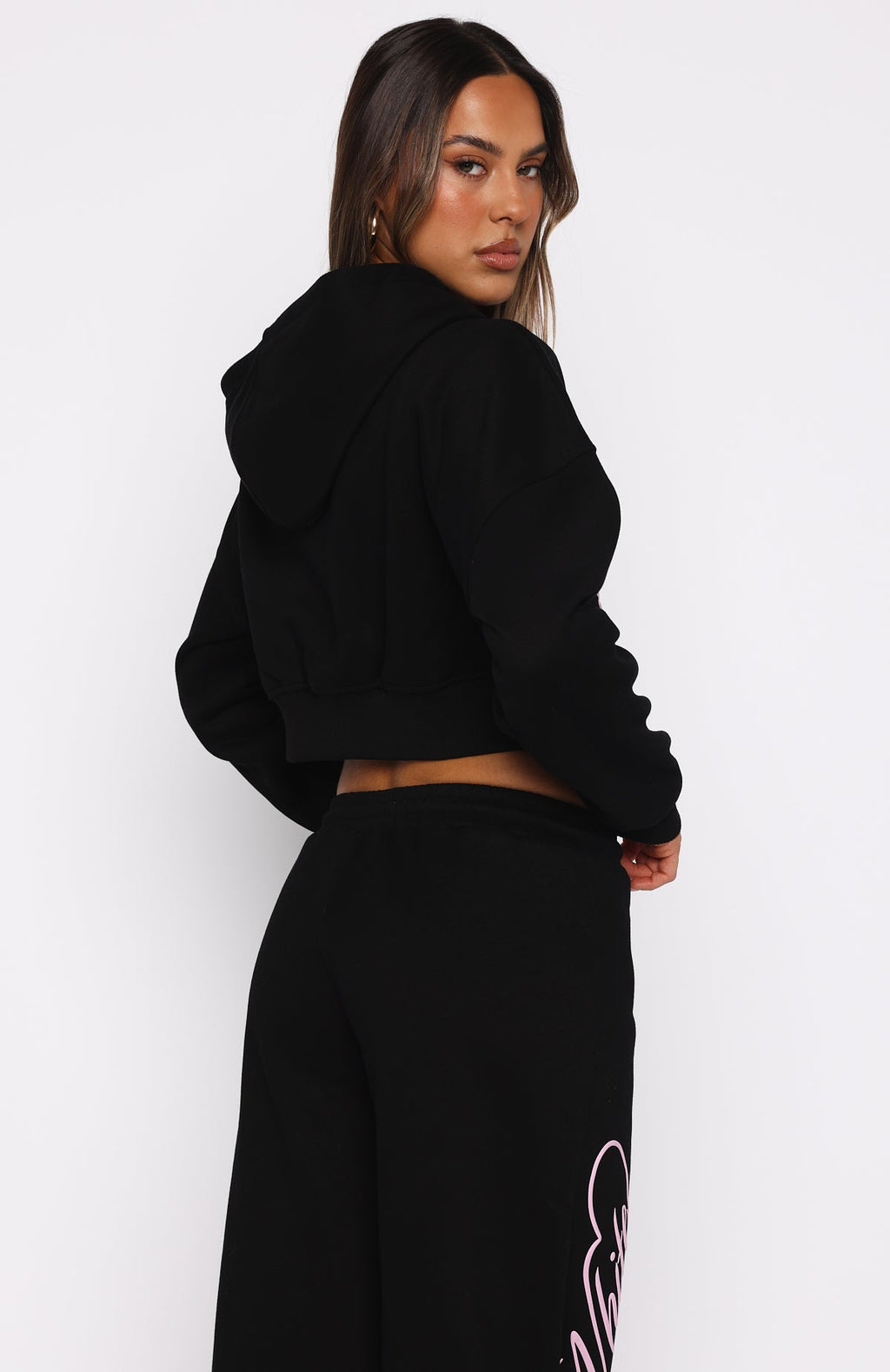 Love You Regardless Cropped Zip Front Hoodie BlackS/M
