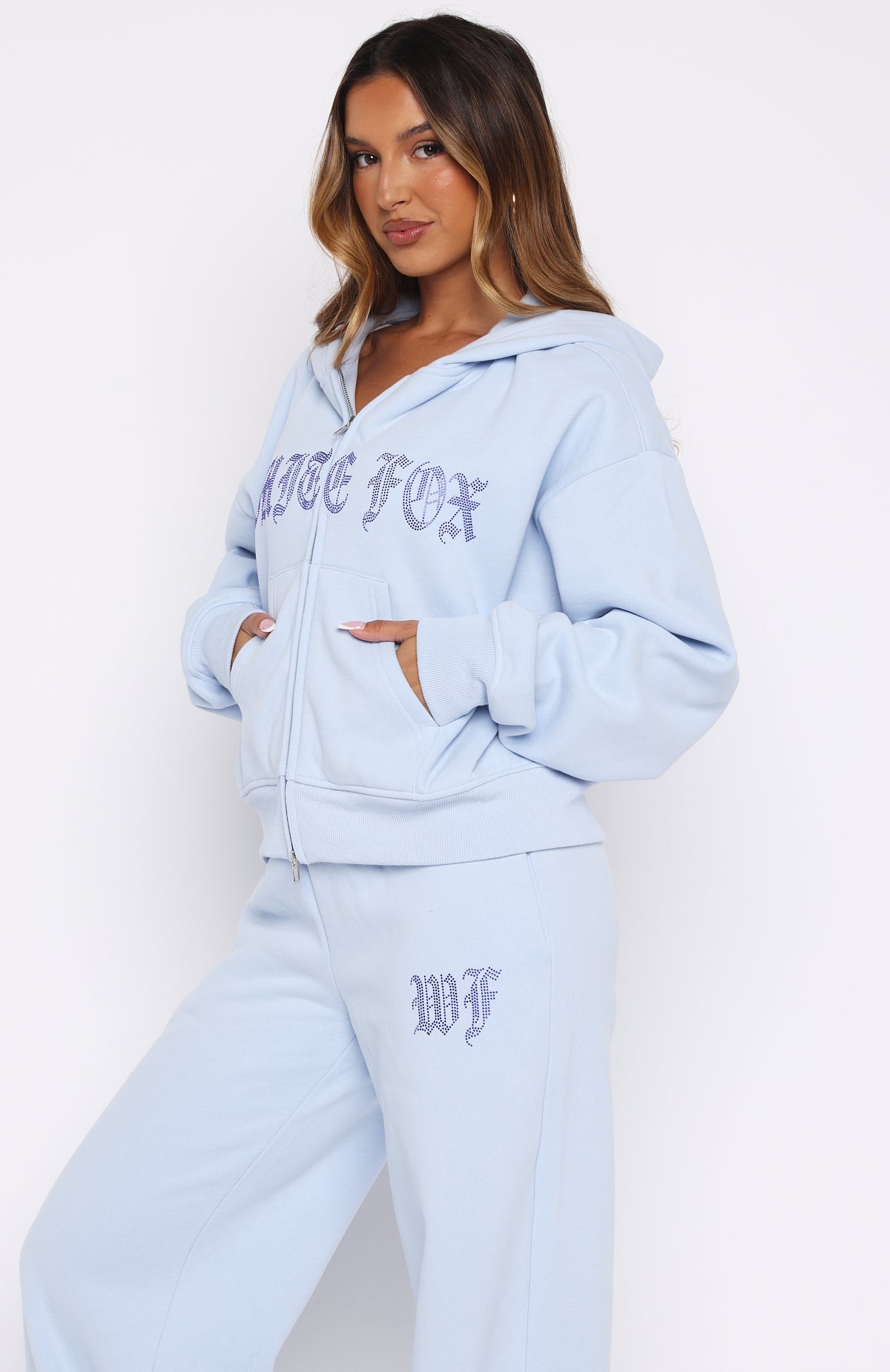 Lucky Ones Boxy Zip Front Hoodie Baby BlueXS/S