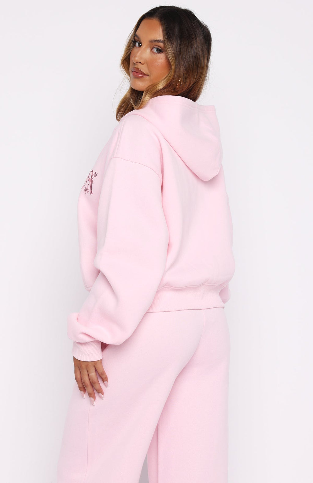 Lucky Ones Boxy Zip Front Hoodie PinkS/M