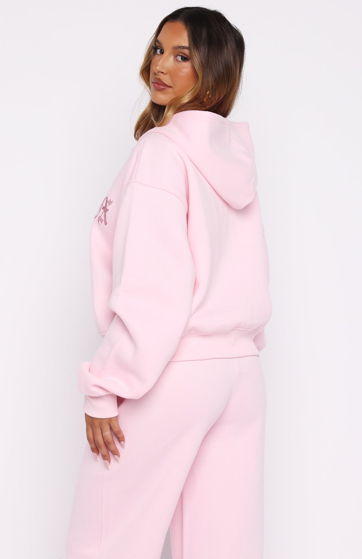 Lucky Ones Boxy Zip Front Hoodie PinkS/M