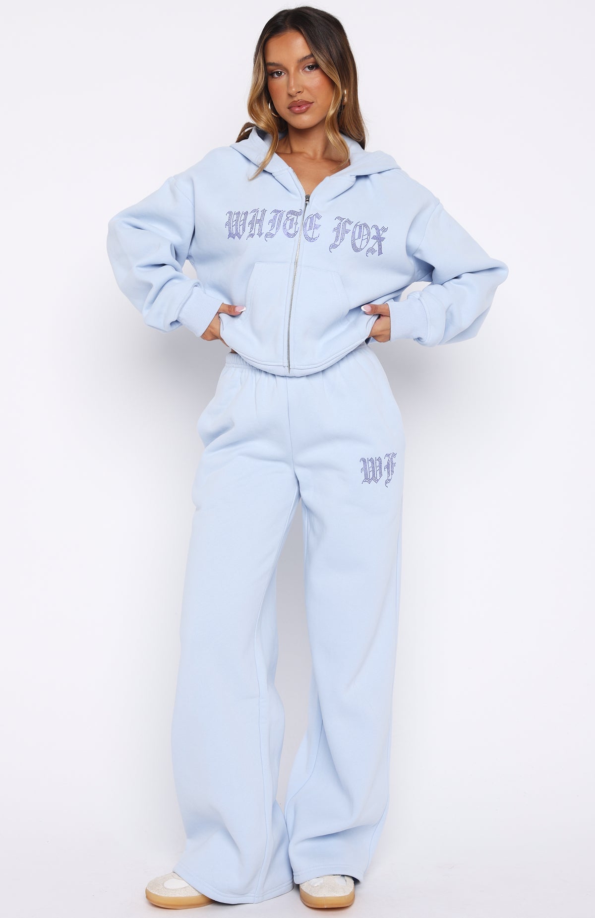 Lucky Ones Boxy Zip Front Hoodie Baby BlueM/L