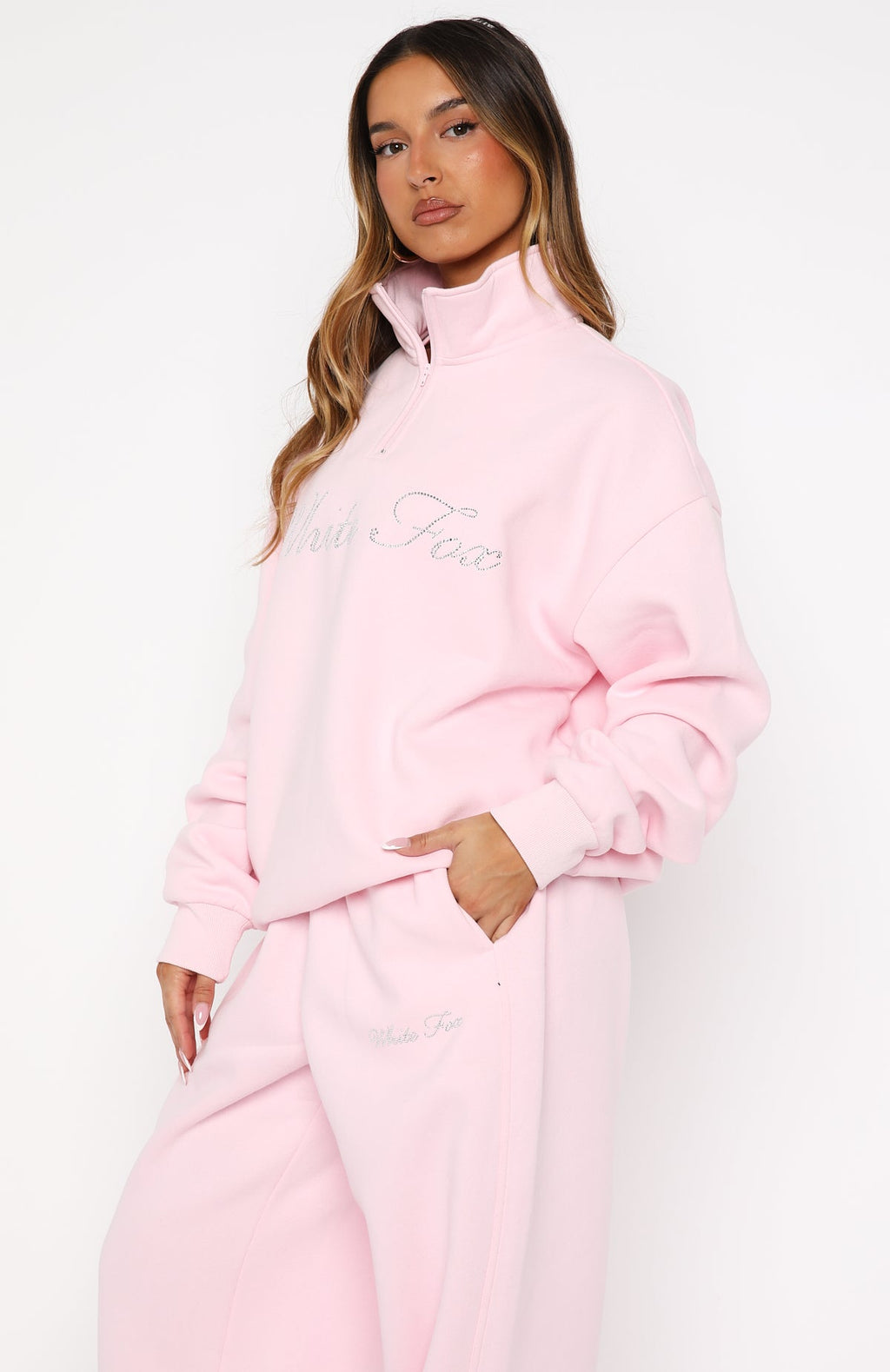 Make It Or Break It Quarter Zip Sweater PinkS/M