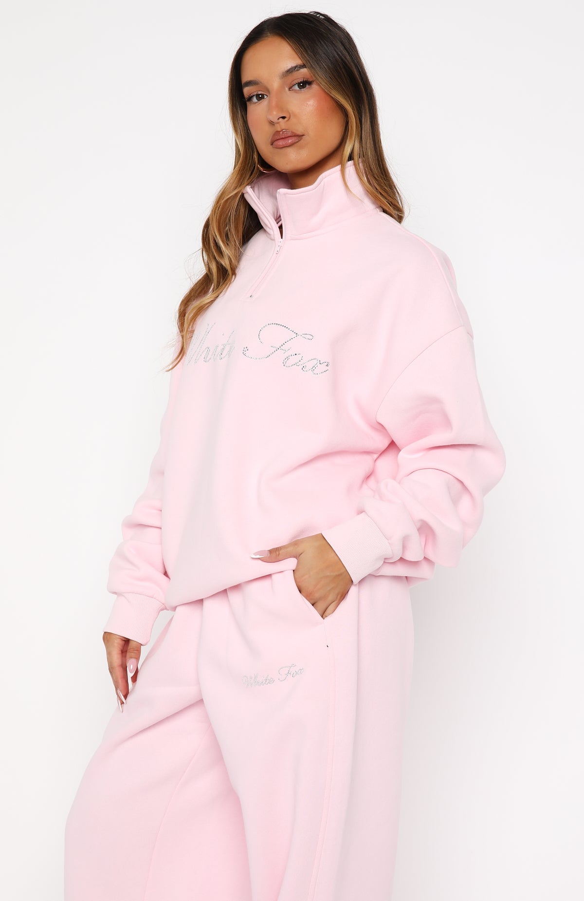 Make It Or Break It Quarter Zip Sweater PinkS/M