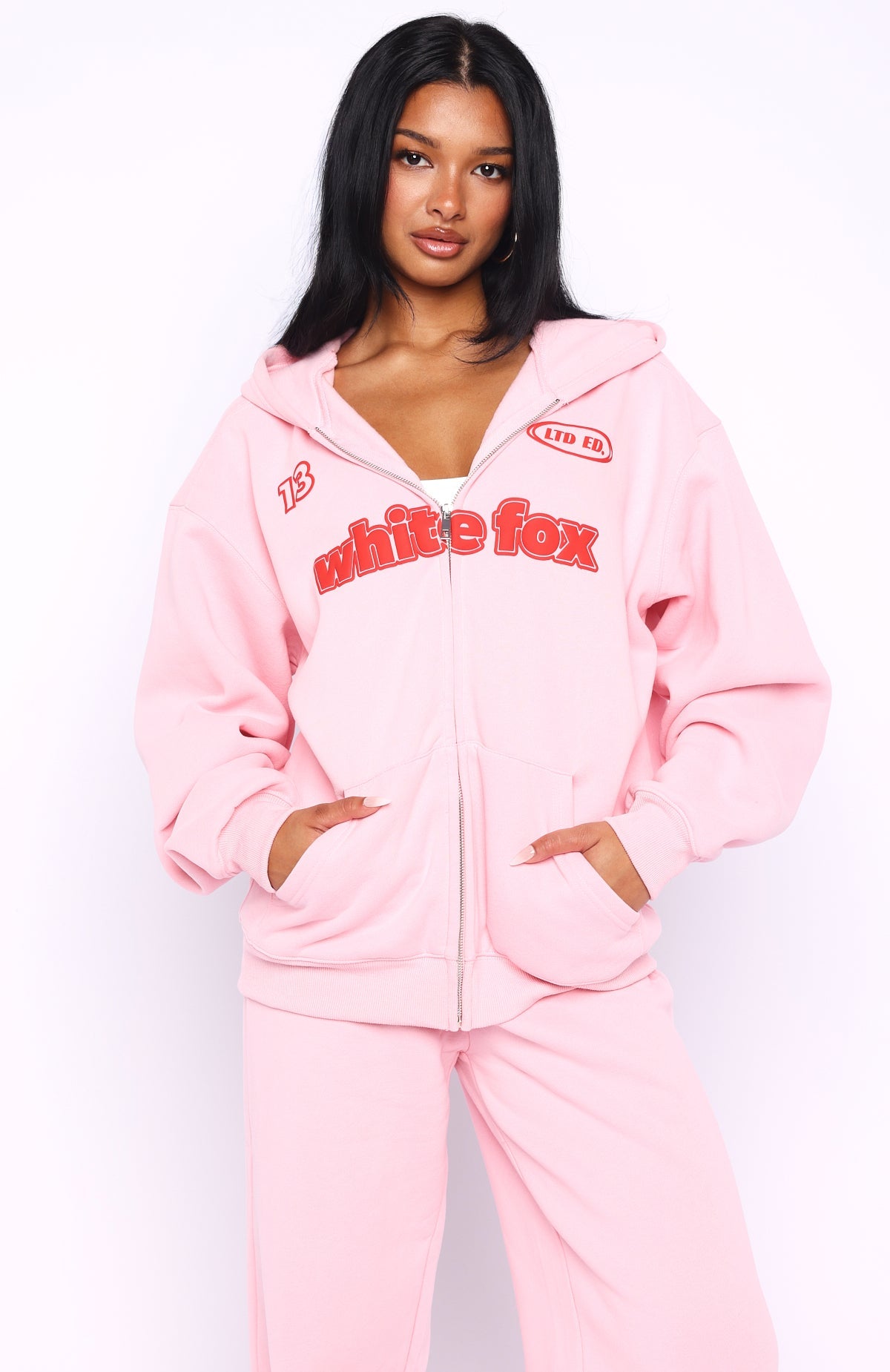 Ready To Go Zip Front Hoodie PinkXS/S