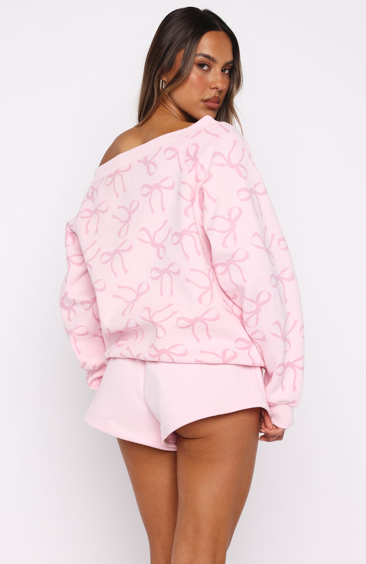 Vol. 1 Off Shoulder Printed Sweater Posy BowS/M
