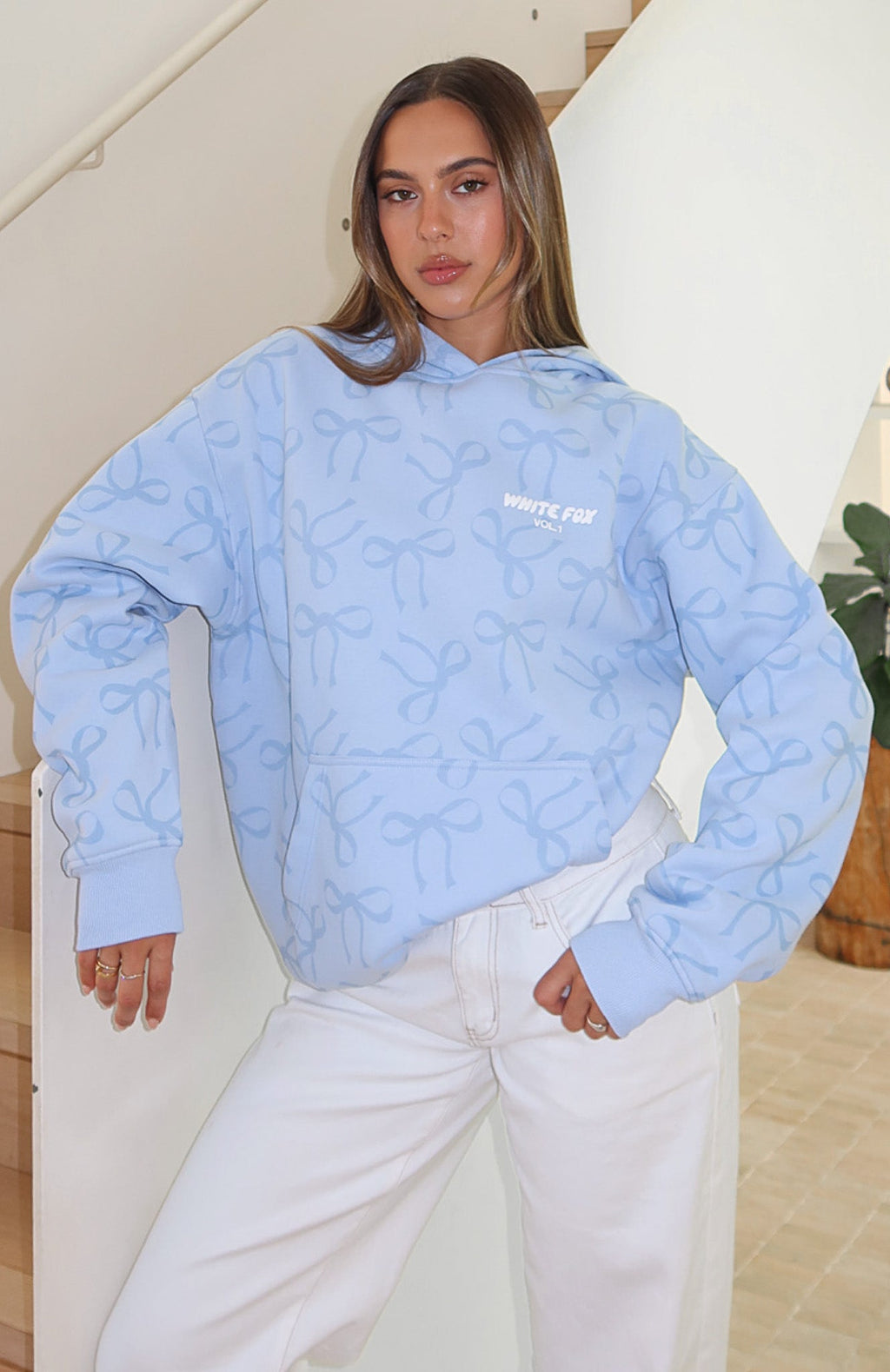 Vol. 1 Oversized Printed Hoodie Blue BowXXS/XS