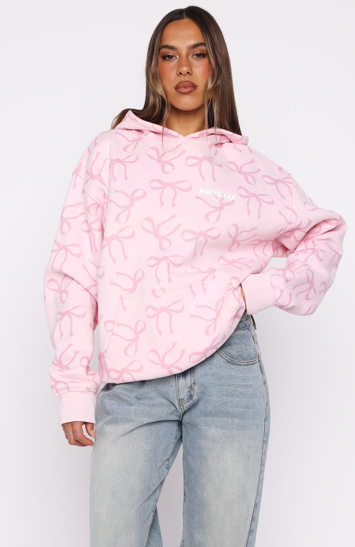 Vol. 1 Oversized Printed Hoodie Posy BowXXS/XS