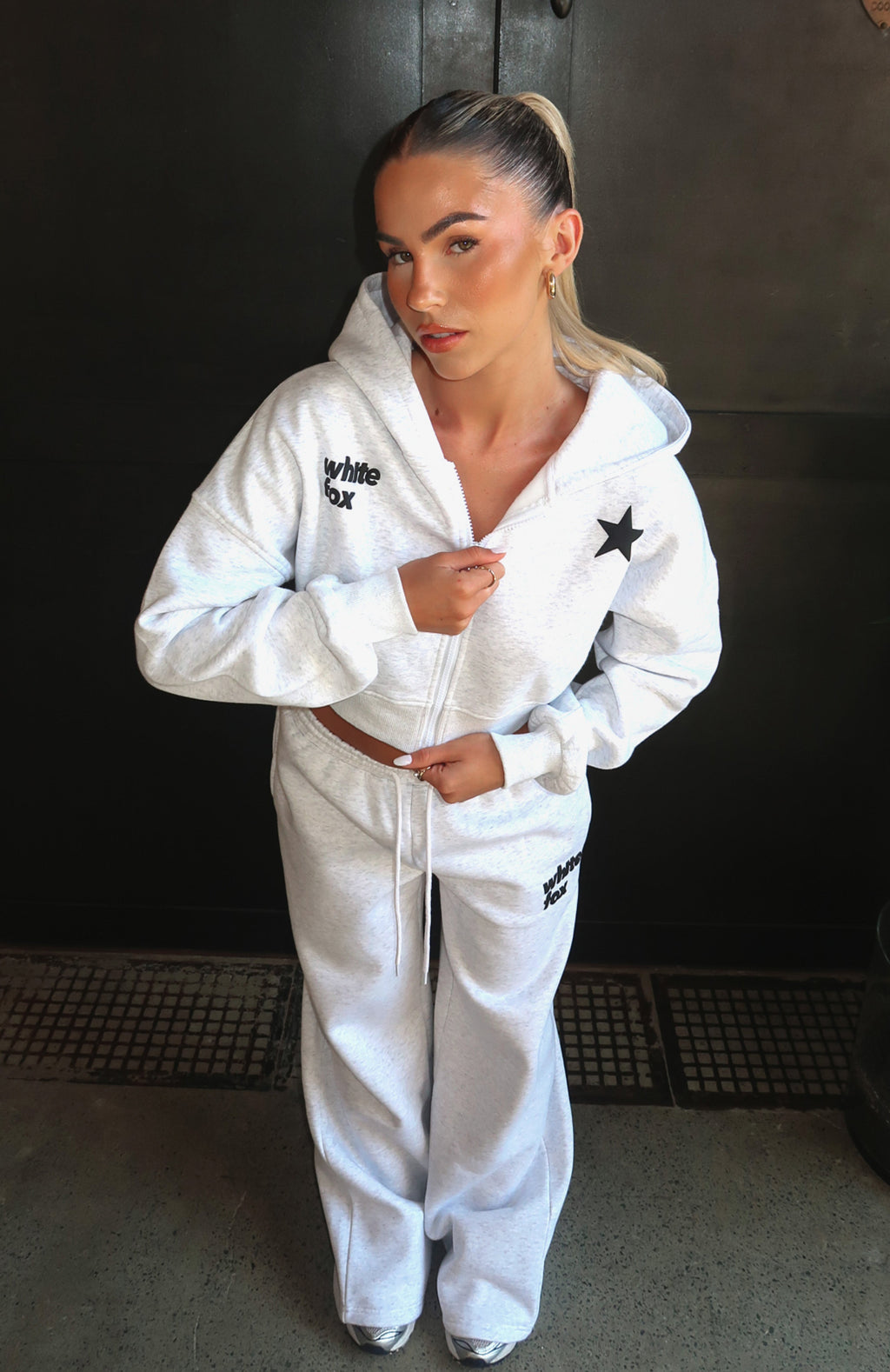 From The Archives Charli Cropped Zip Front Hoodie Grey Marle3XS/XXS
