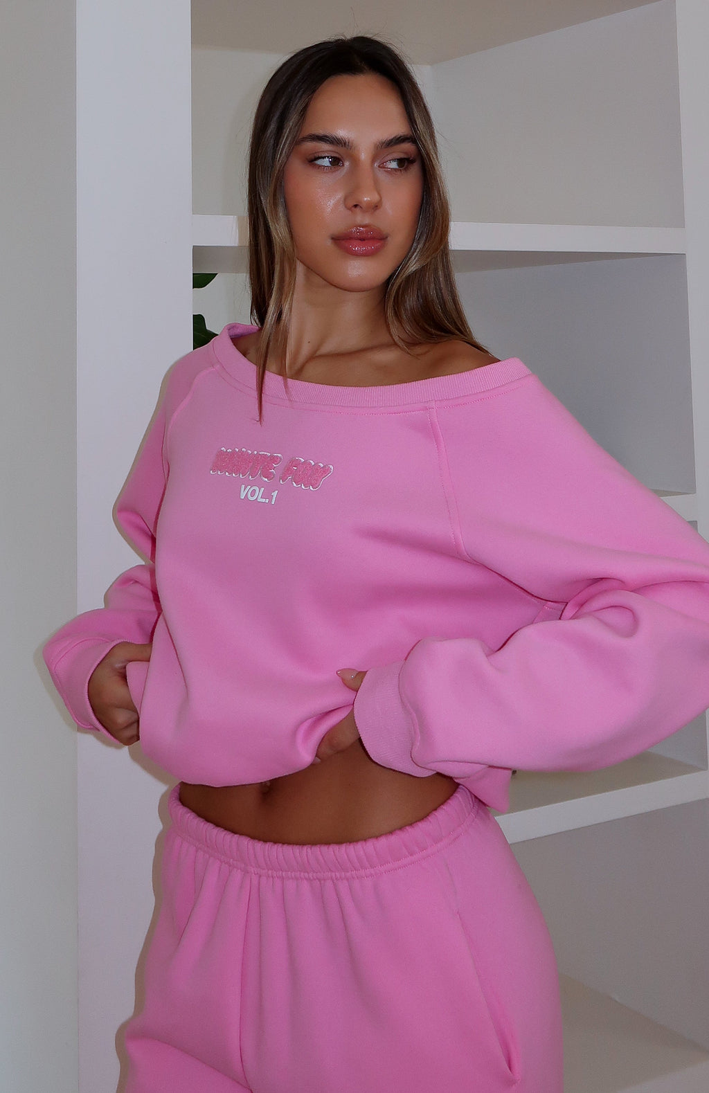 Vol. 1 Off Shoulder Sweater BubblegumXXS/XS