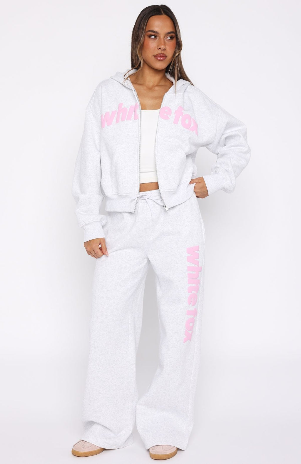 From The Archives Kenzie Boxy Zip Front Hoodie Grey MarleM/L