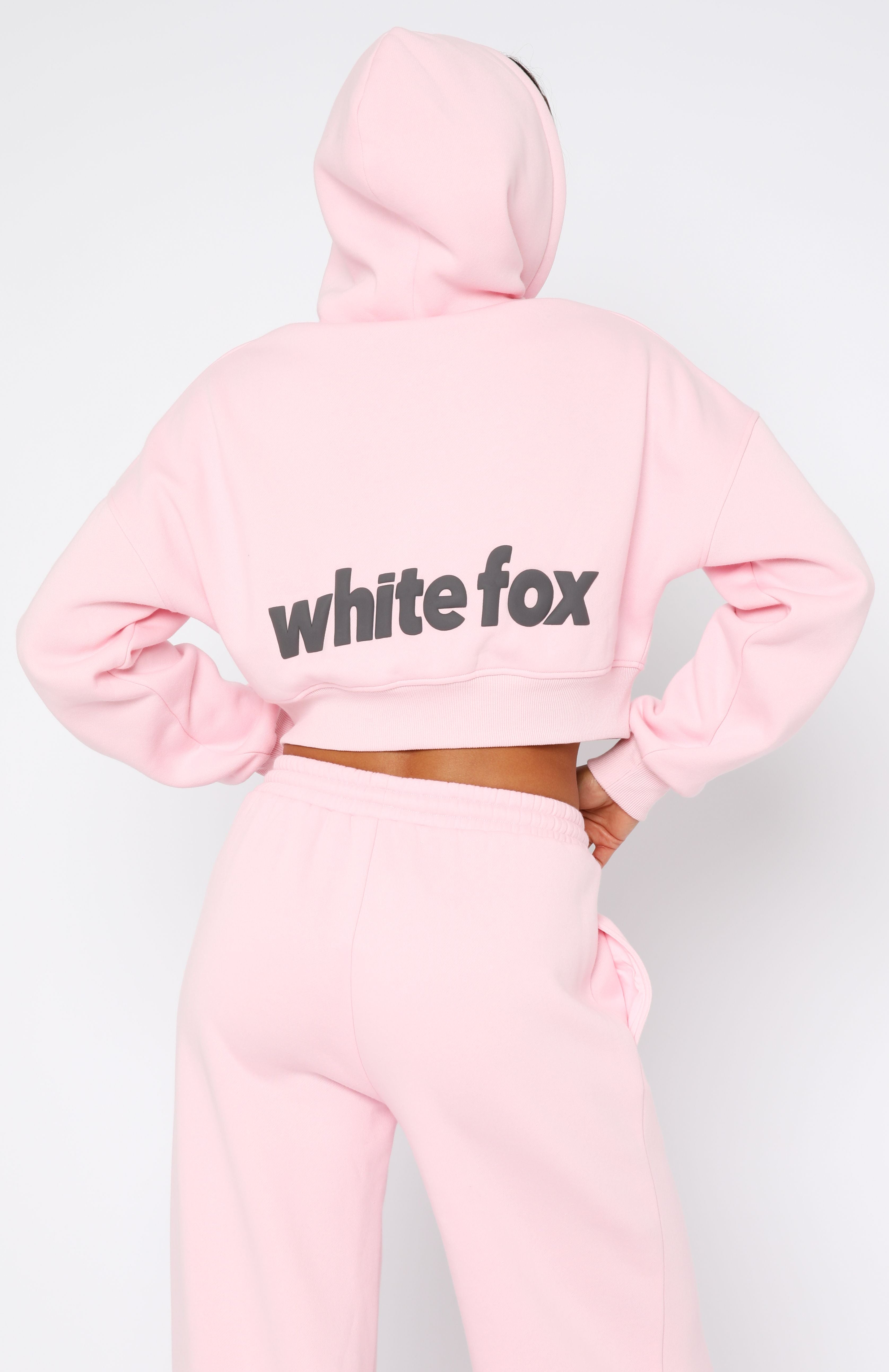 From The Archives Charli Cropped Zip Front Hoodie PinkM/L