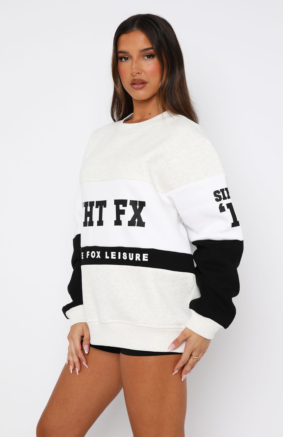 Latest And Greatest Oversized Sweater Grey Marle\/BlackS/M